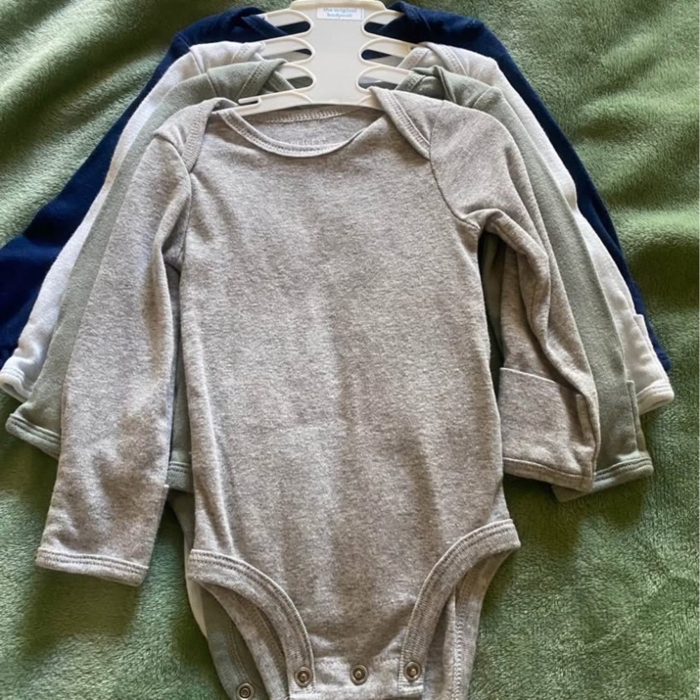 Carter's Gray and Blue Long Sleeve Bodysuit Set